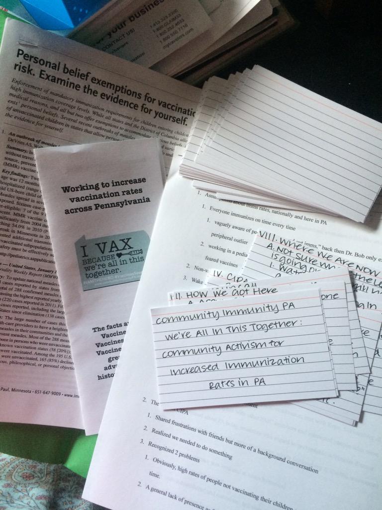 PAVaxxer's tweet photo. Just finished presenting at the @ImmunizePA General Meeting. Great people, great organization #VaccinesWork http://t.co/rjuniBf6NE