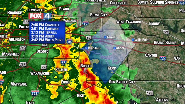 Strong storm over Cottonwood heading NE through Kaufman Co... 40 mph gusts possible.