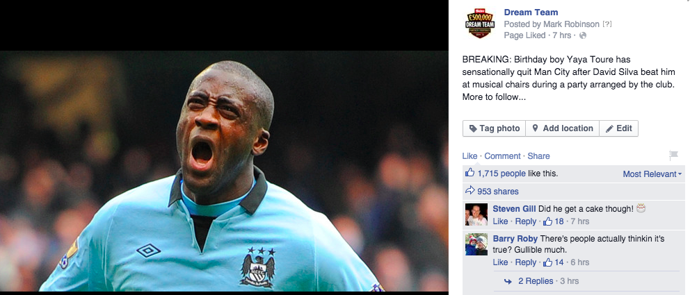 Happy Birthday, Yaya Toure. Couldn\t resist it. Open goal, etc. 