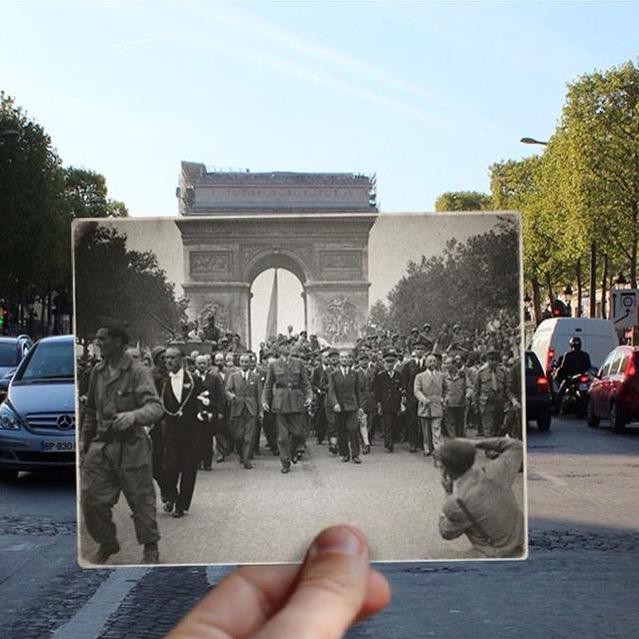 El fotógrafo francés Julien Knez nos muestra el París de la década de 1940 frente al actual. ¡Genial!
