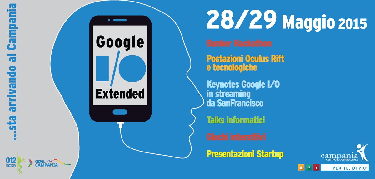 GDGCampania's tweet photo. Si parte con il GOOGLE I/O 2015, siete pronti?
Iscrivetevi su http://t.co/bssbORG5p0 http://t.co/J5ReOhbmf4