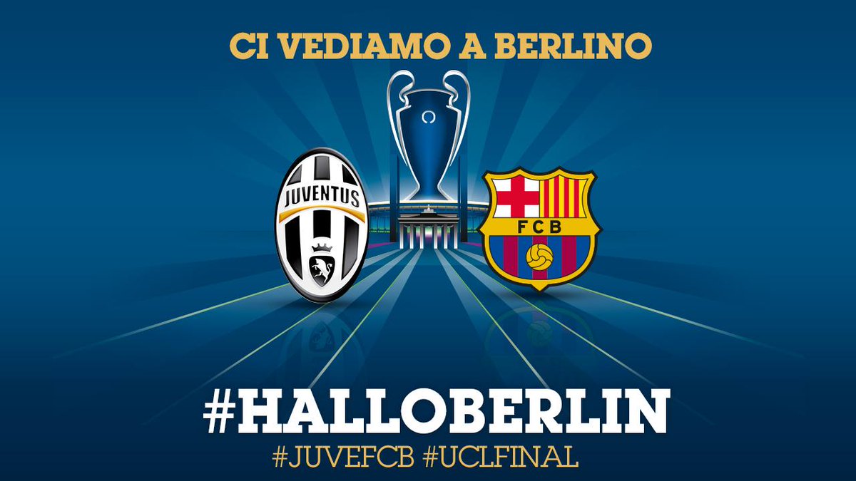 FCBarcelona's tweet photo. It is @Juventusfc who have made it to the #UCLFinal Ci vediamo a Berlino! RT to show your support for Barça! http://t.co/2hGnBYofWK
