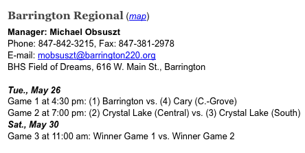 Class 4A Barrington Regional w/ <a href="/CLSSoftball/">Gator Softball</a>, <a href="/clcsoftball15/">CLC Softball</a>