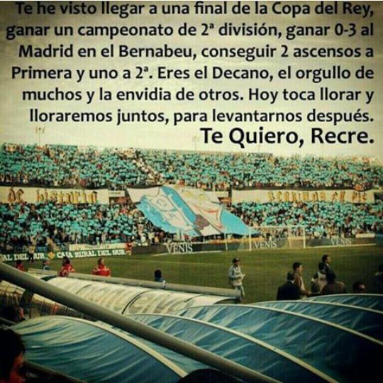 CanyerosCBrava's tweet photo. Apoyamos a los del Norte y no nos olvidamos de los del Sur. Por ser #Decano y por esa gran afición, #SalvemosAlRecre! http://t.co/dj60v4VTWP