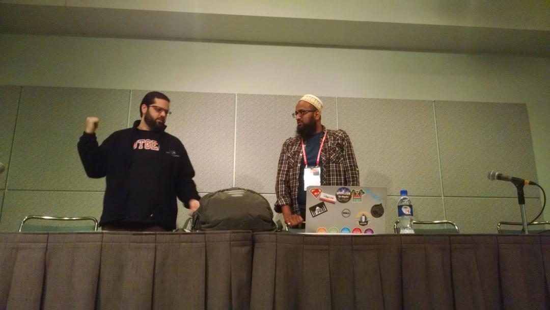 axelerant's tweet image. .@davidnarrabilis & @hussainweb on encouraging repeat contributions to #drupalcore @DrupalConNA 
#D8Accelerate