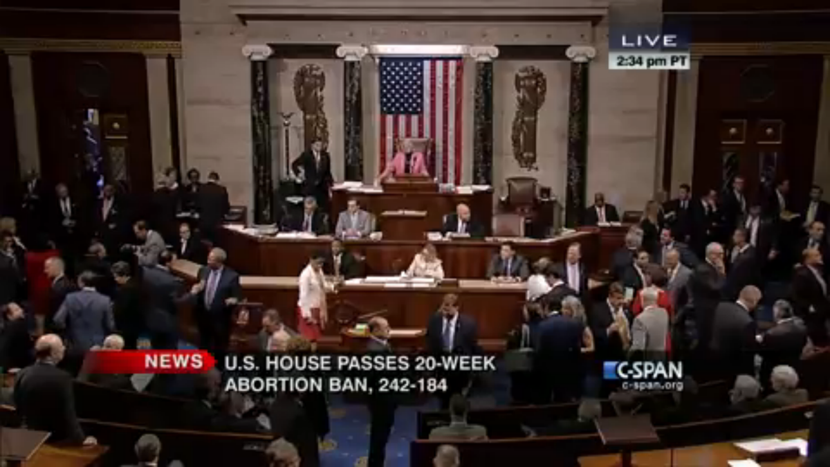 mattlockett's tweet photo. HISTORIC MOMENT: #HR36 passes 242-184. #TheyFeelPain Thanks to all lawmakers who stood for LIFE today. http://t.co/3YaNSbTg88