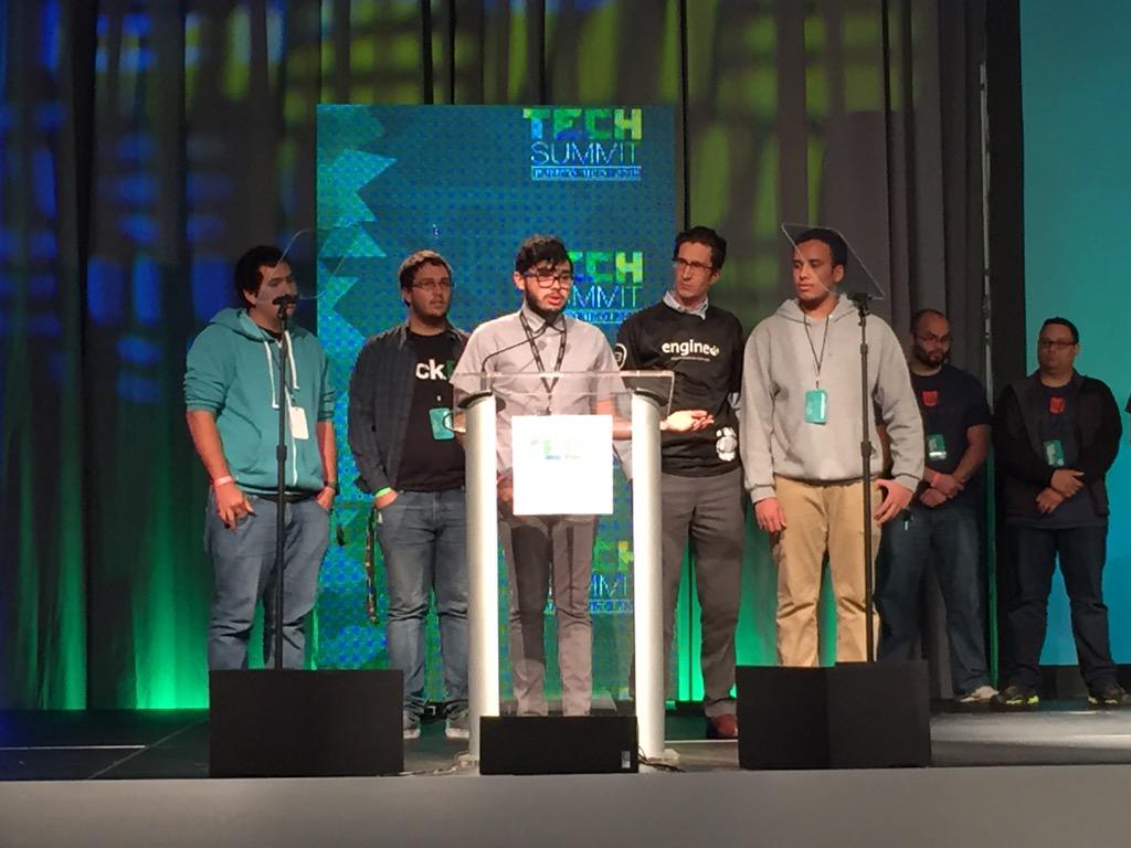 HackPuertoRico's tweet photo. HackPR hackers presenting at @techsummitpr #TechSummit2015 @giangonz @piloto151 http://t.co/QJc3KfcYIo