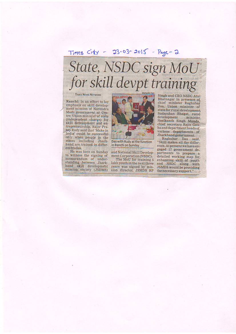 skilljharkhand's tweet photo. Media coverage of MoU signing - English http://t.co/wLF2FFuBta