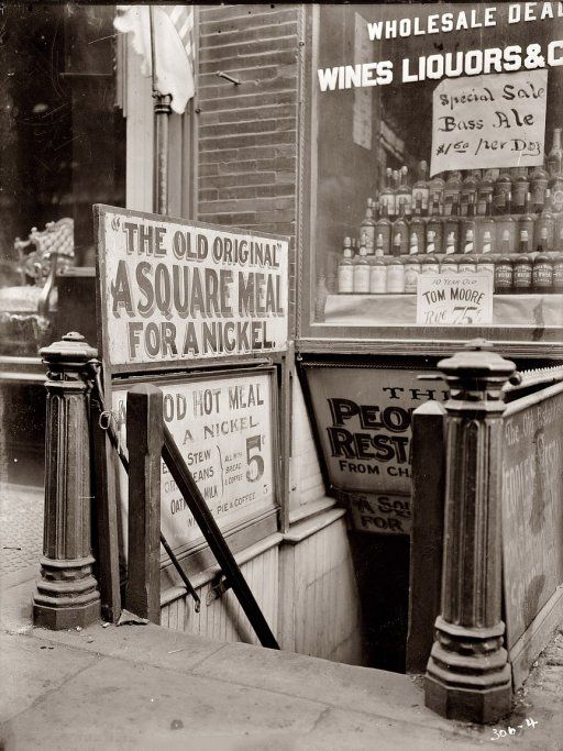 'A Square Meal for a Nickel' Restaurant in the Bowery, 1910 
| #NewYorkCity #NY