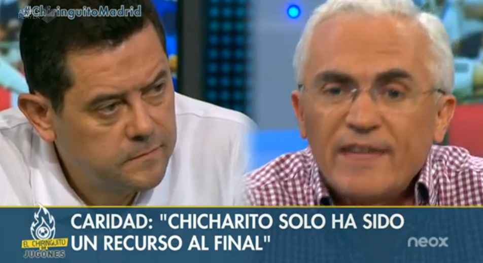 elchiringuitotv's tweet photo. "La gestión de la plantilla de Ancelotti NO HA SIDO BUENA" @pacogcaridad SE MOJA #ChiringuitoMadrid http://t.co/cczoxcUqYz