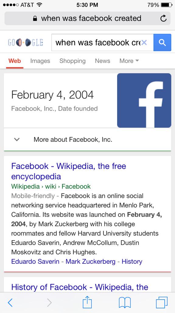 Facebook was my 8th birthday present from Mark Zuckerberg. Happy Birthday to me  