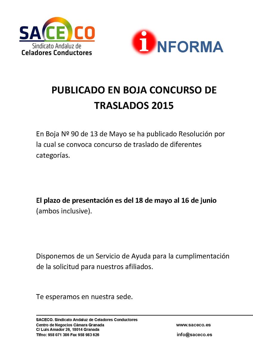SACECO3's tweet photo. Publicado concurso de traslados para distintas categorías en el SAS http://t.co/UXoCDPAIJC