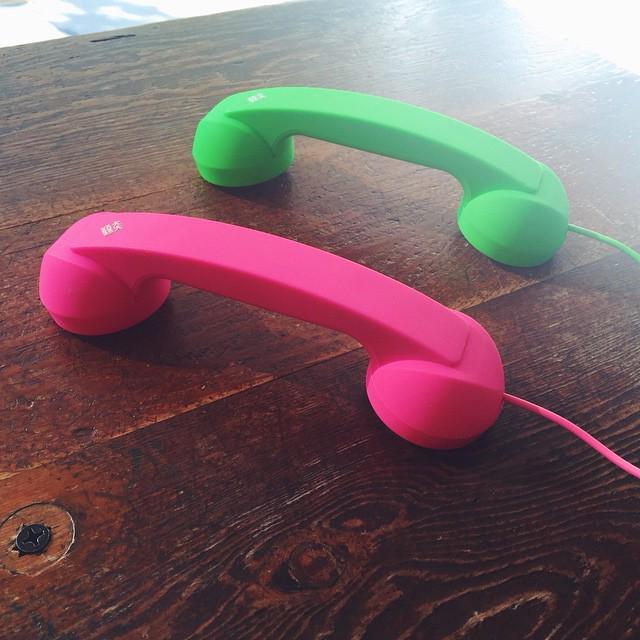 HealthTap's tweet image. Quality Care's neon phones on #ReceptionistDay! #Tappenings htap.it/1PHDFhC