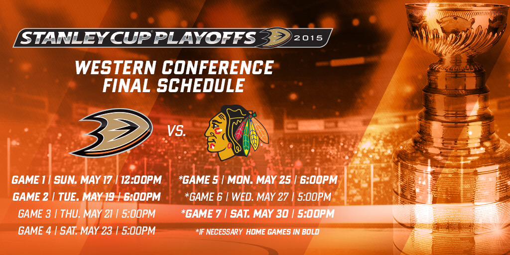 Anaheim Ducks on Twitter "The Western Conference Final schedule is set