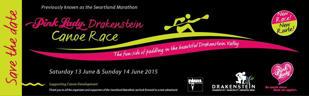 REMINDER: Pink Lady® Drakenstein Canoe Race
Normal entries close 12h00 18th May 2015 goo.gl/kH0vtO