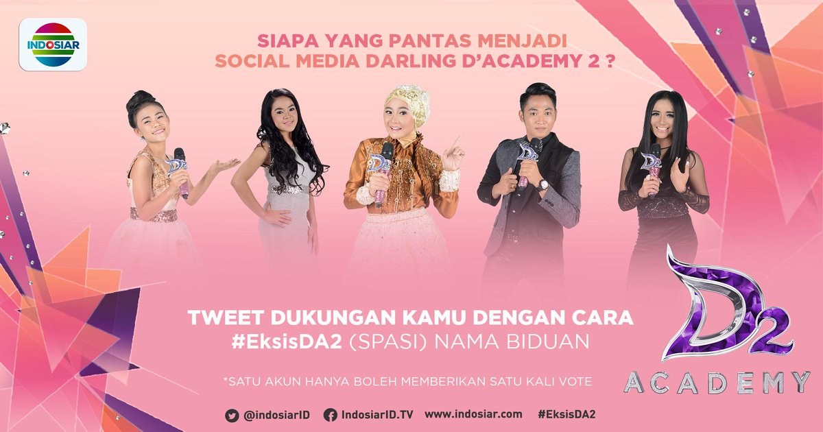 Vote dengan cara tweet #EksisDA2(spasi) Nama dan foto kamu menirukan gaya biduan favorit