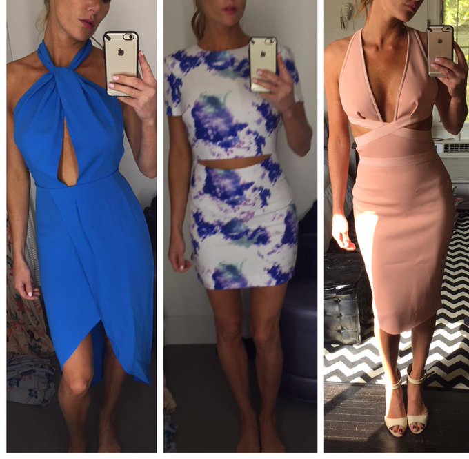 Eeeek! Help me pick out what dress to wear to the PMOY luncheon tomorrow 😜 http://t.co/3CFR4zeY7E<a href="/tag/playmates"class="tags"><span>#playmates</span></a>