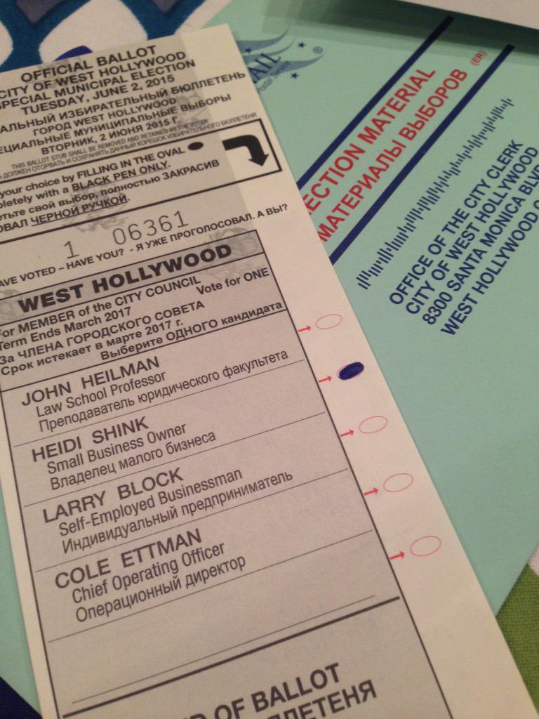 ourWEHO's tweet photo. Yeah!!  I voted for @HeidiShink! You can too. #wehoVOTES #wehoFUTURE #INEVITABLE #weho21stCentury #wehoWOMEN http://t.co/oY5EleUfgu