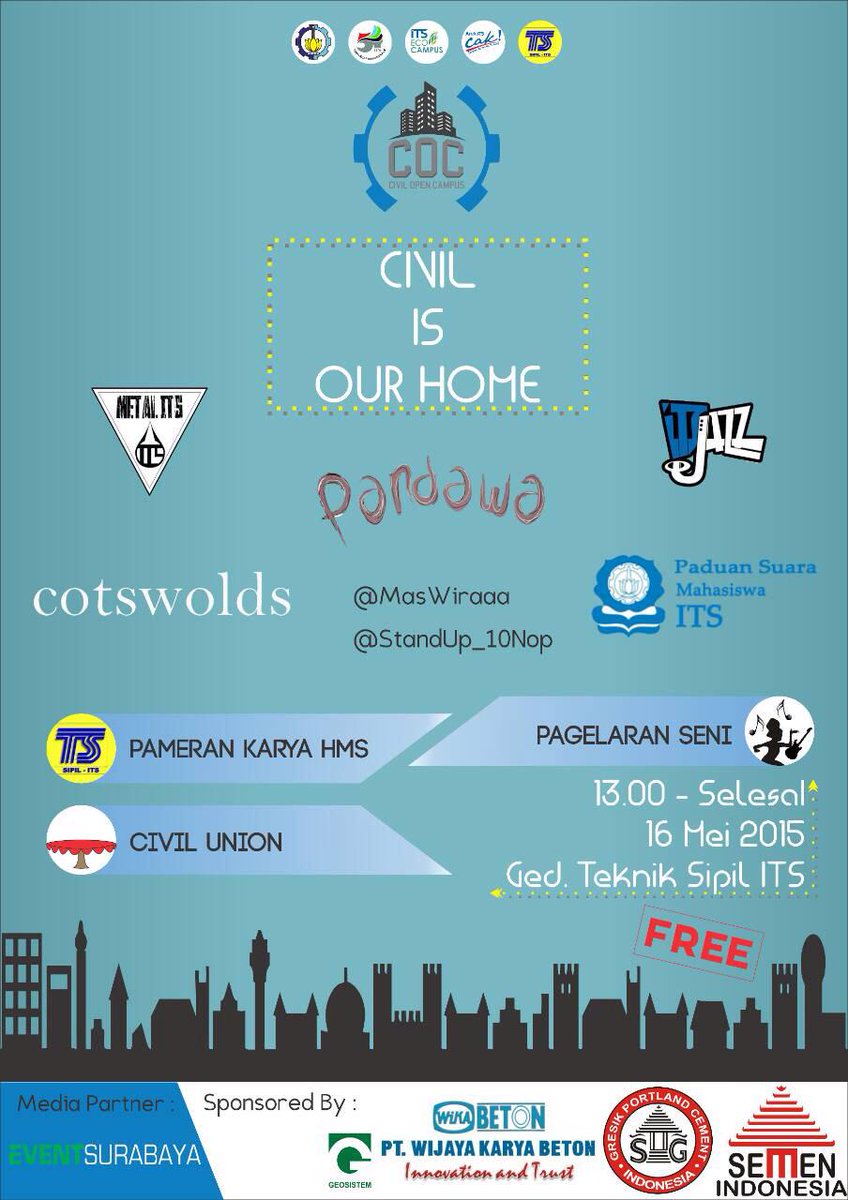 Harris_8m's tweet photo. #CivilOpenCampus “Civil is Our Home” | 16 Mei’15 At Ged. Teknik Sipil, ITS | 1pm till drop | 081224312547 http://t.co/w2kESuXcgy
