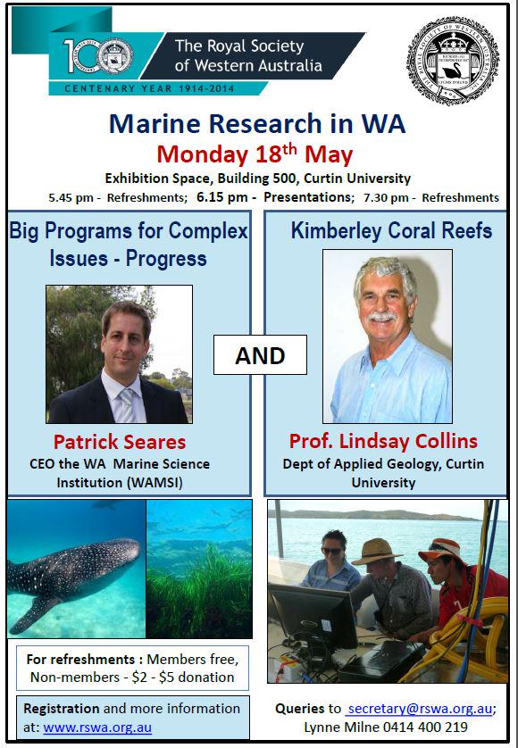 royalsocwa's tweet photo. #RSWA event May 18 #Marine #MarineResearch in WA #WAMSI @CurtinUni @WAMSInews #ComplexIssues #Kimberley #CoralReefs http://t.co/UXzxIfeSAC
