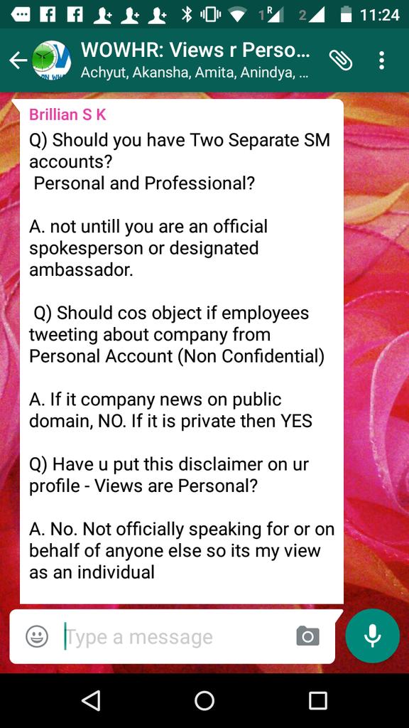 nabomita_smiles's tweet photo. Brainstorming on "Views are personal" @WOWHR50 #Wowhr @brilliansk @kunjal23 @rucsb @pooja_a19 @hrsanjaynegi @Raks_d http://t.co/tFFTU5LQ3i