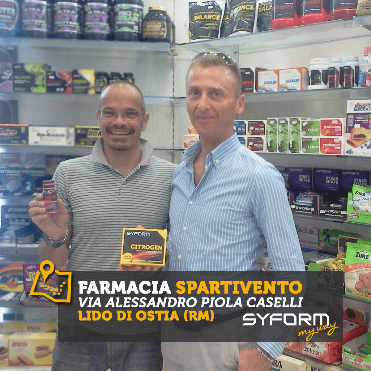 Federico della Farmacia Spartivento di Ostia con il CITROGEN SHOT al MANGO, qui con l'agente #syform Guglielmetti