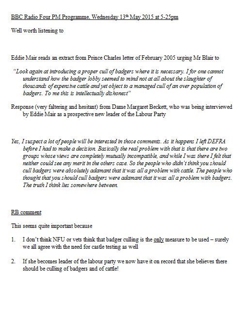 DenLeonard's tweet photo. Does this exchange suggest Labour might actually agree with need for badger controls as part of the #tbfree strategy? http://t.co/DLFcG9lOjt