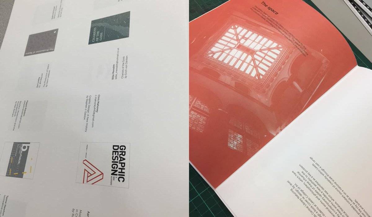 fourfiveLCA's tweet image. Catalogues are being cut and bound! #exhibition #chapterfourfive #graphicdesign