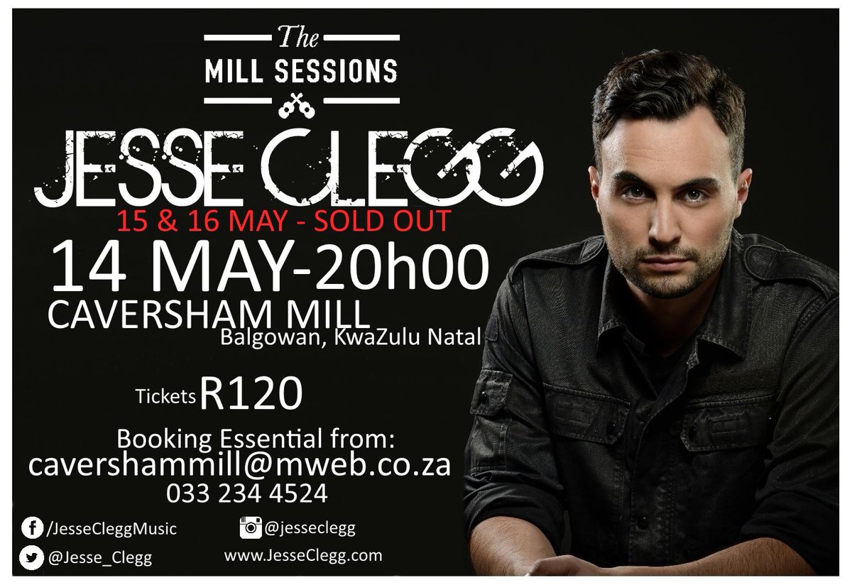 TopsyJen's tweet photo. @SACelebTweets Tonight - @Jesse_Clegg live at #CavershamMill in #Balgowan Book now! 15&16May is SOLD OUT #midlands http://t.co/yQuDG9Y42F