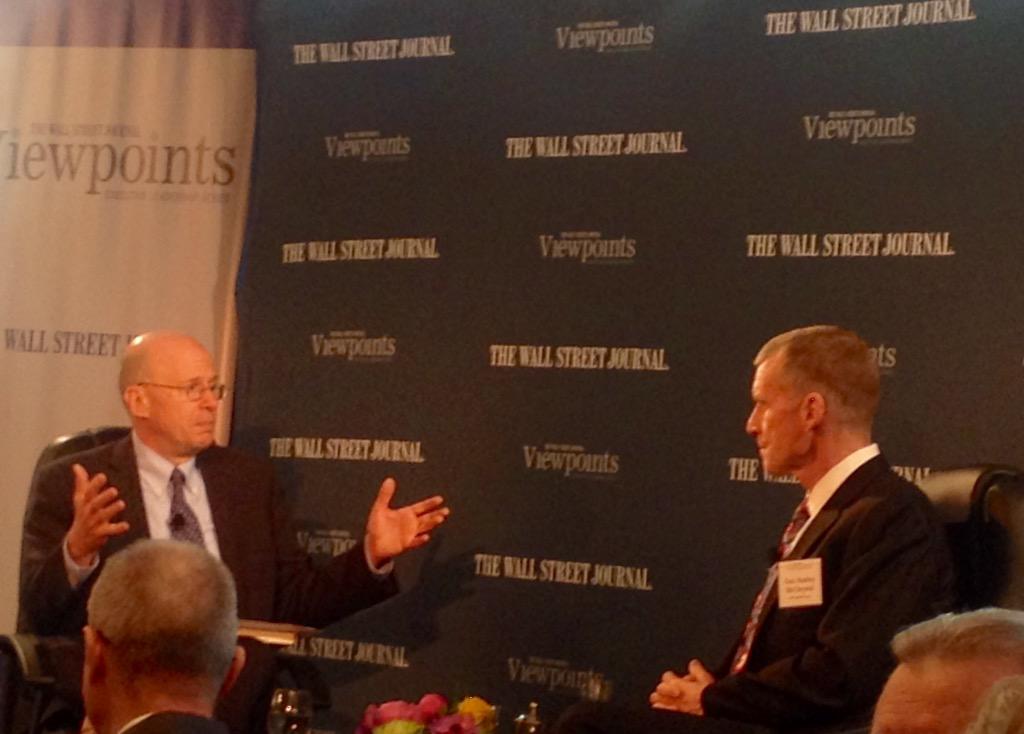 ARobinWood's tweet photo. Gen. McChrystal on Iraq insurgency: The cell phone democratized warfare w @johncbussey @StanMcChrystal #WSJViewpoints http://t.co/sVeamVKw6v