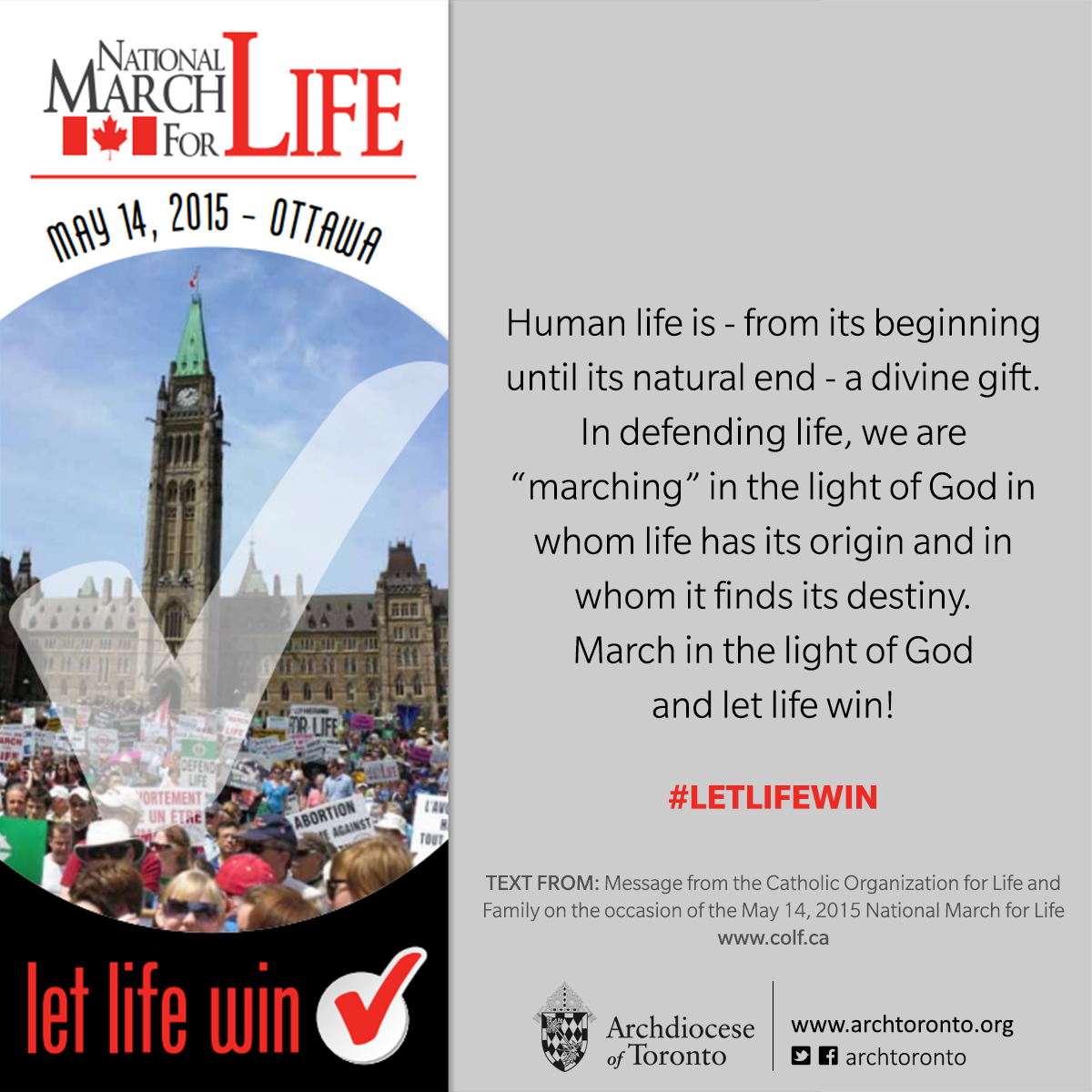 archtoronto's tweet photo. #MarchforLife in Ottawa today! Let us give thanks and pray for all who work to defend human life! #letlifewin http://t.co/keyIRrkTv9
