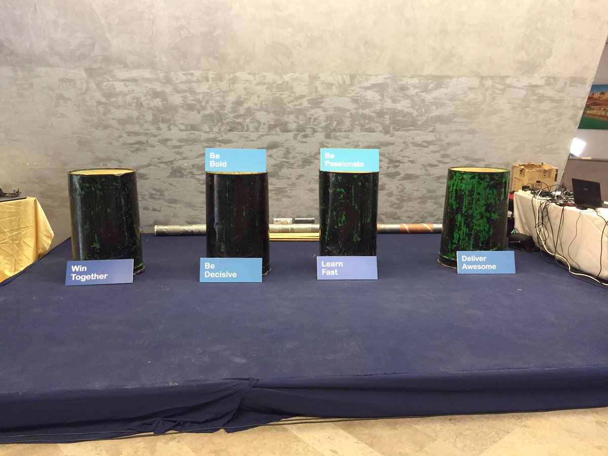 Large drums and Intuit values on second stage in preparation for fun closing of CTOF Israel #OneIntuit