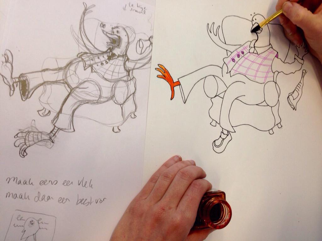 Huisvanhetboek's tweet photo. Leuke workshop illustreren met drievoudig Gouden Penseel winnaar @JanJutte http://t.co/KFV4EVCM9R