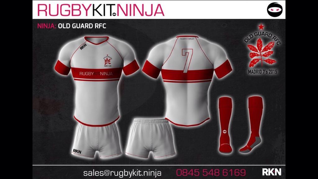 OldGuardRFC's tweet photo. @RugbyKitNinja has sorted us out with @Rugby_Cisneros Madrid tour kits this year. White is slimming right?! http://t.co/MGHmQK5Ifn