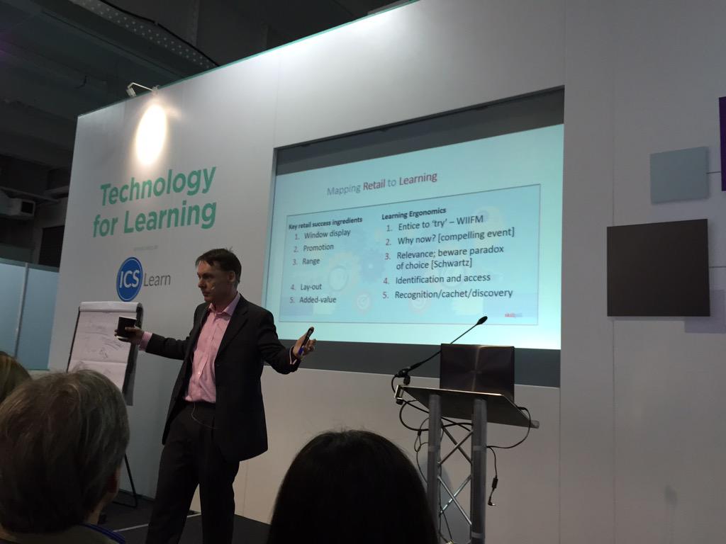 HaiMediaGroup's tweet photo. .@skillpill CEO Gerry Griffin mapping retail to learning at #cipdLDShow now. #skillpill #mlearning http://t.co/Q1Sp1FGKLU