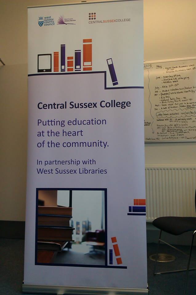 CCLibraryteam's tweet photo. Look what's arrived...our new marketing banner. Soon to be used @CrawleyLibrary  or @CentralSussex http://t.co/du7s60nZtF