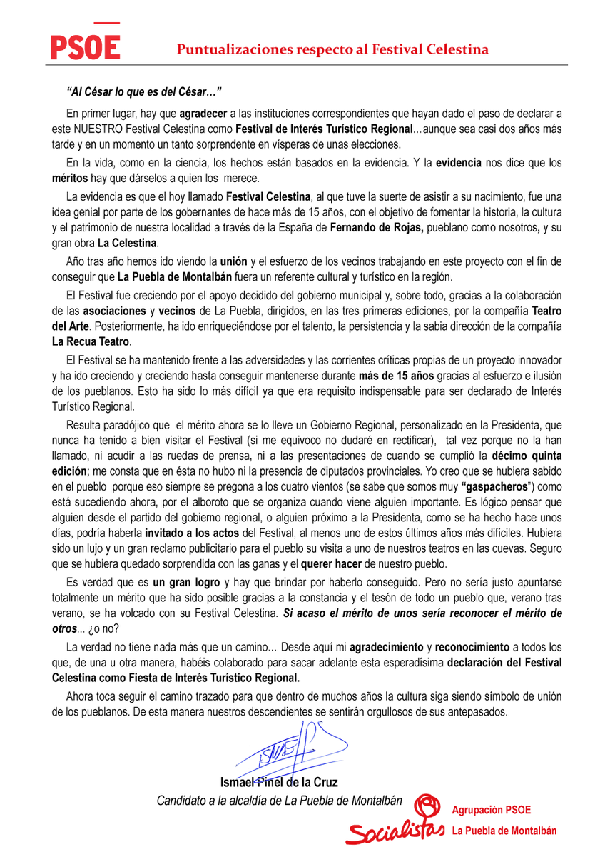 IsmaPinel's tweet photo. Al César, lo que es del César... CARTA ABIERTA http://t.co/6KIRf7b5m0