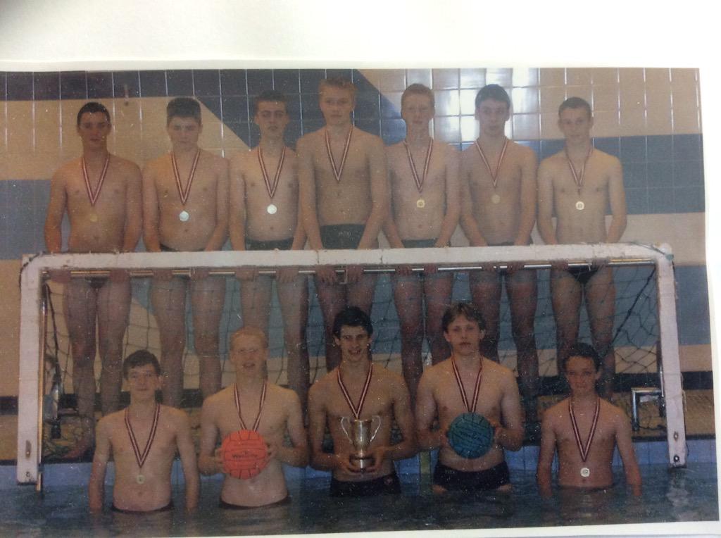 U/16 English Schools National Water Polo champions in 2003. Ed Scott (centre) went on to play in Olympics 2012