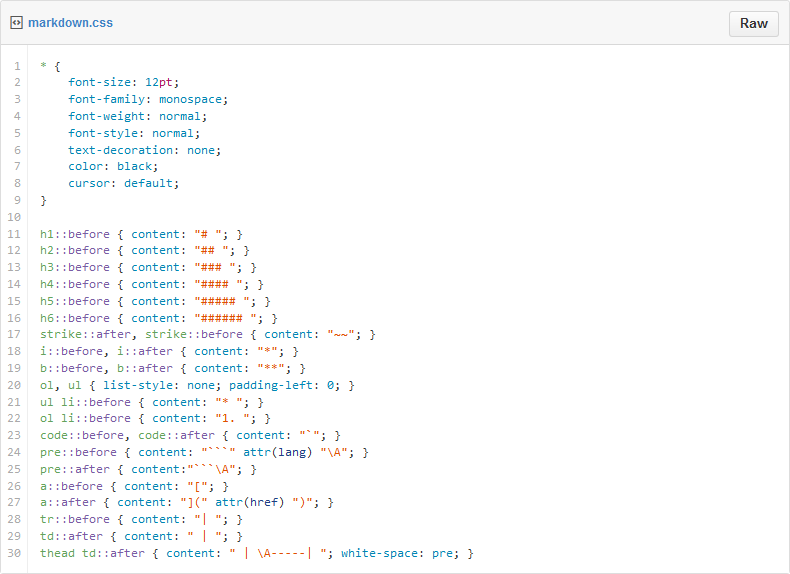 nikmd23's tweet photo. Brilliant, simple and elegant. This CSS converts HTML to MarkDown http://t.co/pIdioUP4xo http://t.co/NTVWEMZ7PG
