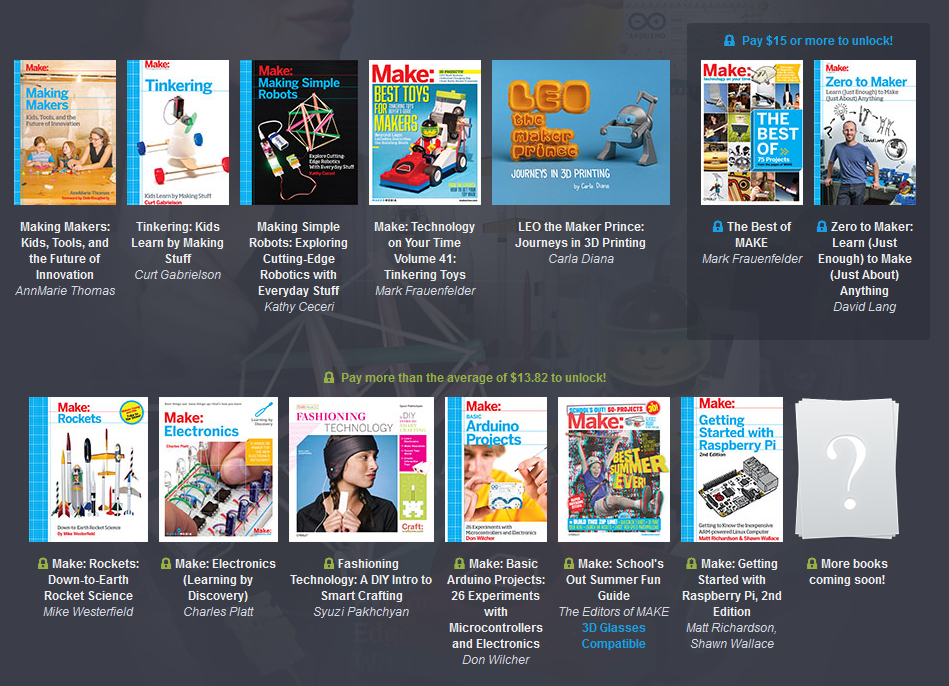 penguintutor's tweet image. Lots of Make books @humble - including @Raspberry_Pi and #electronics humblebundle.com/books #MuchCheapness