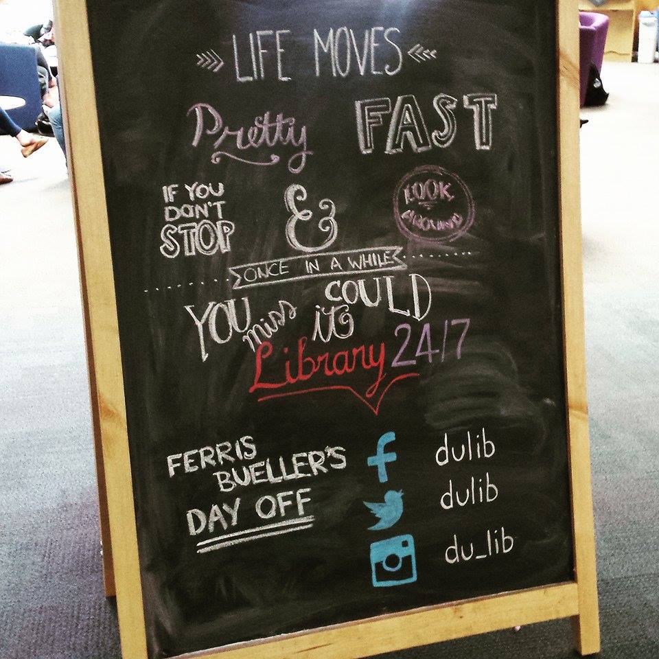 dulib's tweet photo. A #ferrisbuellersdayoff quote to #inspire you all today! #inspirational #movie #film #library247 http://t.co/Tic15X7WSl