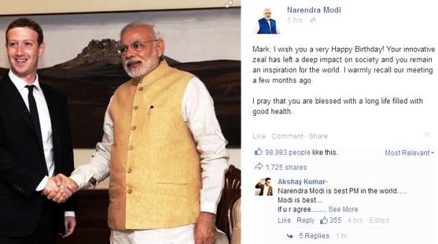 Modi wishes Facebook co-founder Mark Zuckerberg Happy B day, says you remain an inspiration f  