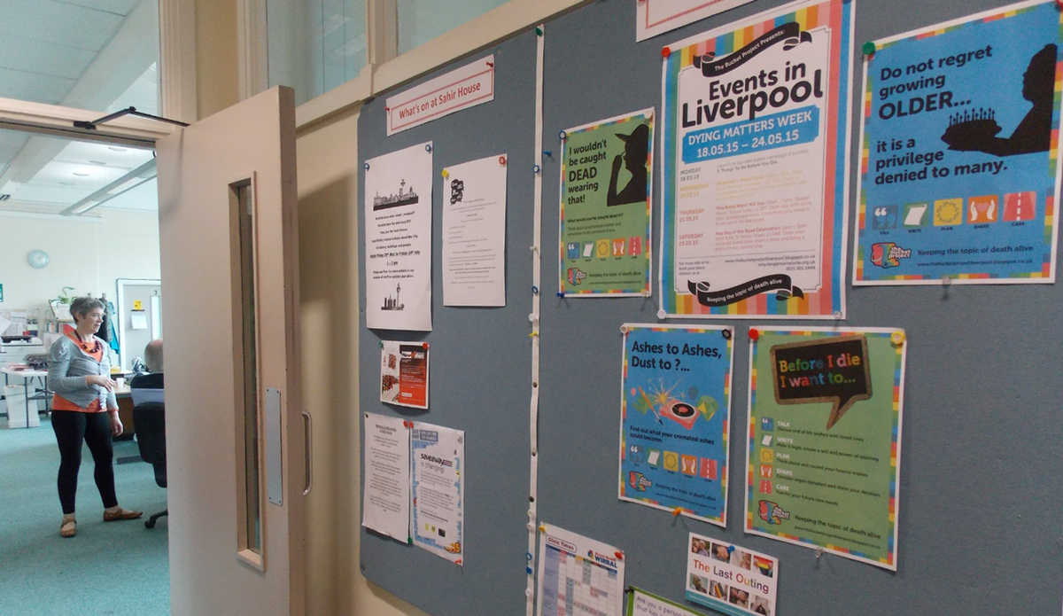 SahirHouse's tweet photo. Got our posters up for @Bucket_Project @DyingMatters #thebucketproject looking forward to events next week http://t.co/7M5JaWhZfC