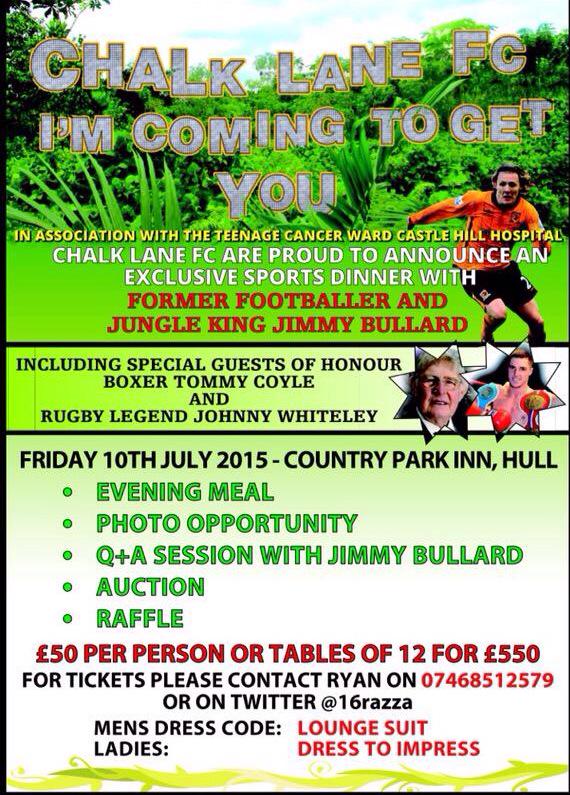 Honoured to be a part of this night.
Please get in touch for tickets. Gonna be a cracker <a href="/jimmybullard/">Jimmy Bullard</a> #chalklanefc