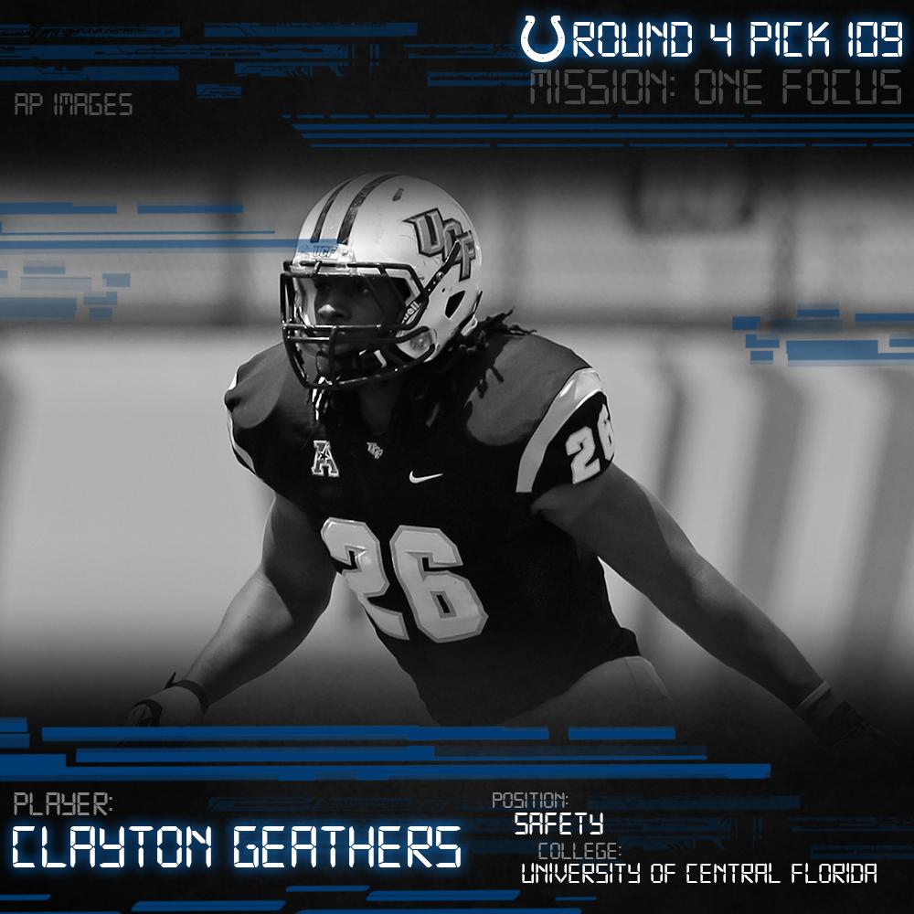 Colts's tweet photo. With the 109th pick in the 2015 NFL Draft the Colts select DB Clayton Geathers Central Florida http://t.co/s9GiNp8iug