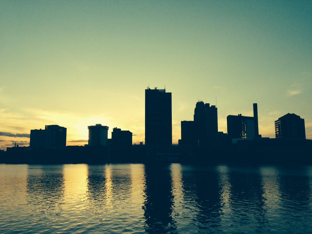 Sunset behind Toledo taken from Real Seafood at The Docks.