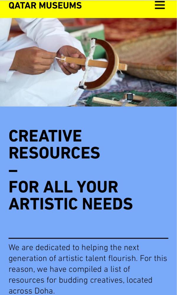 CREATIVE RESOURCES
–
FOR ALL YOUR ARTISTIC NEEDS

Learn more ⬇️
buff.ly/1GNiuZb

#QatarMuseums #Doha #Qatar