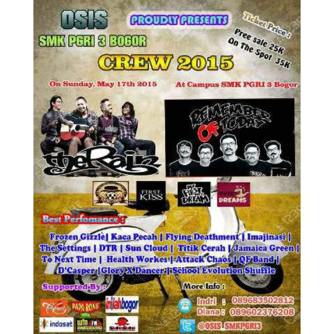 Hello geng :) info FroGriz 17 mei 2015 at Smk PGRI 3 Bogor, see you :) yg belum memiliki tiket bisa hubungi kami :)