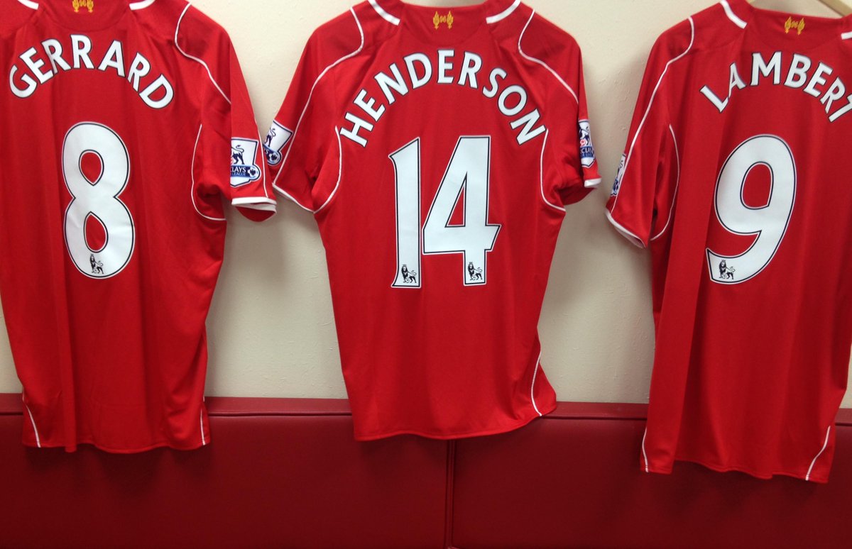 PHOTO: Steven Gerrard, @JHenderson and Rickie Lambert's jerseys hang in the #LFC dressing room