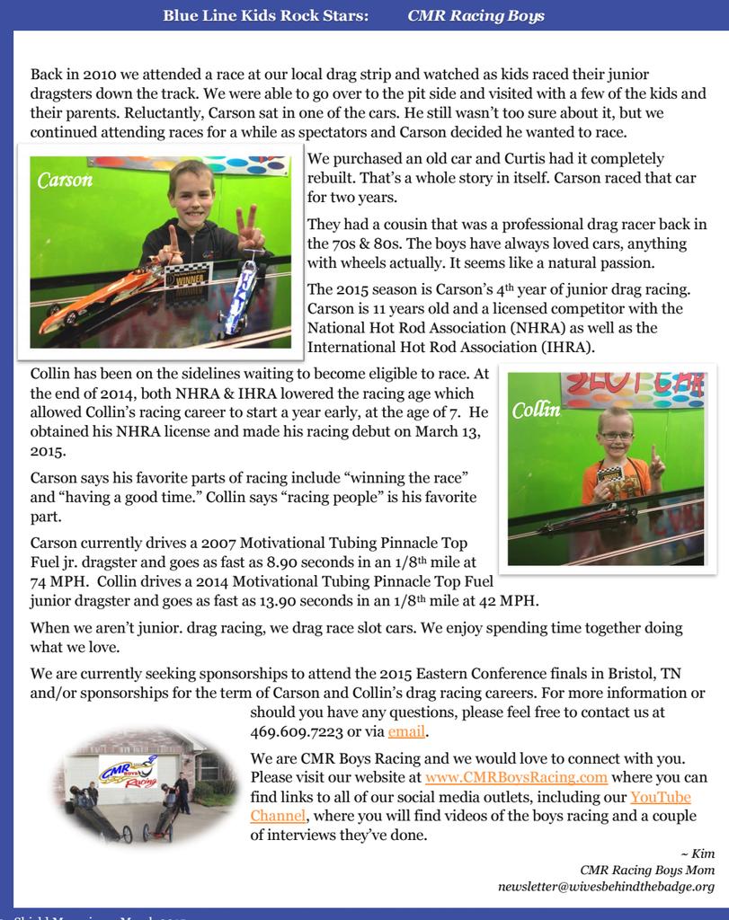 shield_magazine's tweet photo. May Shield #policeweek2015 is a few weeks away. Read now about these cute boys http://t.co/3q6syKjiE7 @CMRBoysRacing http://t.co/45FHEf65em